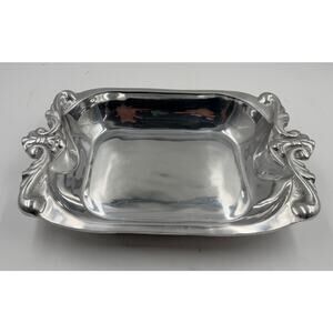 Vintage Mexican Aluminum Serving Dish/Tray with Flier de Lis Handles